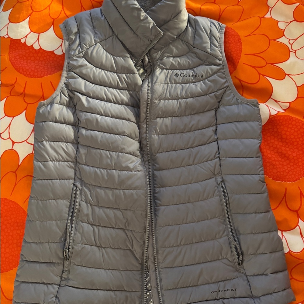 Columbia Gray Quilted Vest Lightweight Insulated